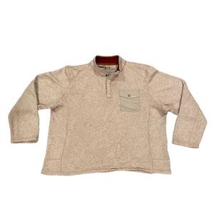 Woolrich 1/4 Snap Button Pullover Sweater Men’s Size XXL Beige Knit Pocket 2XL